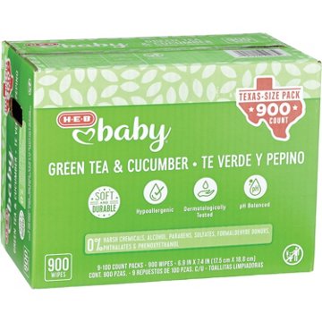 H-E-B Baby Green Tea & Cucumber Wipes - Texas-Size Pack, 900 ct