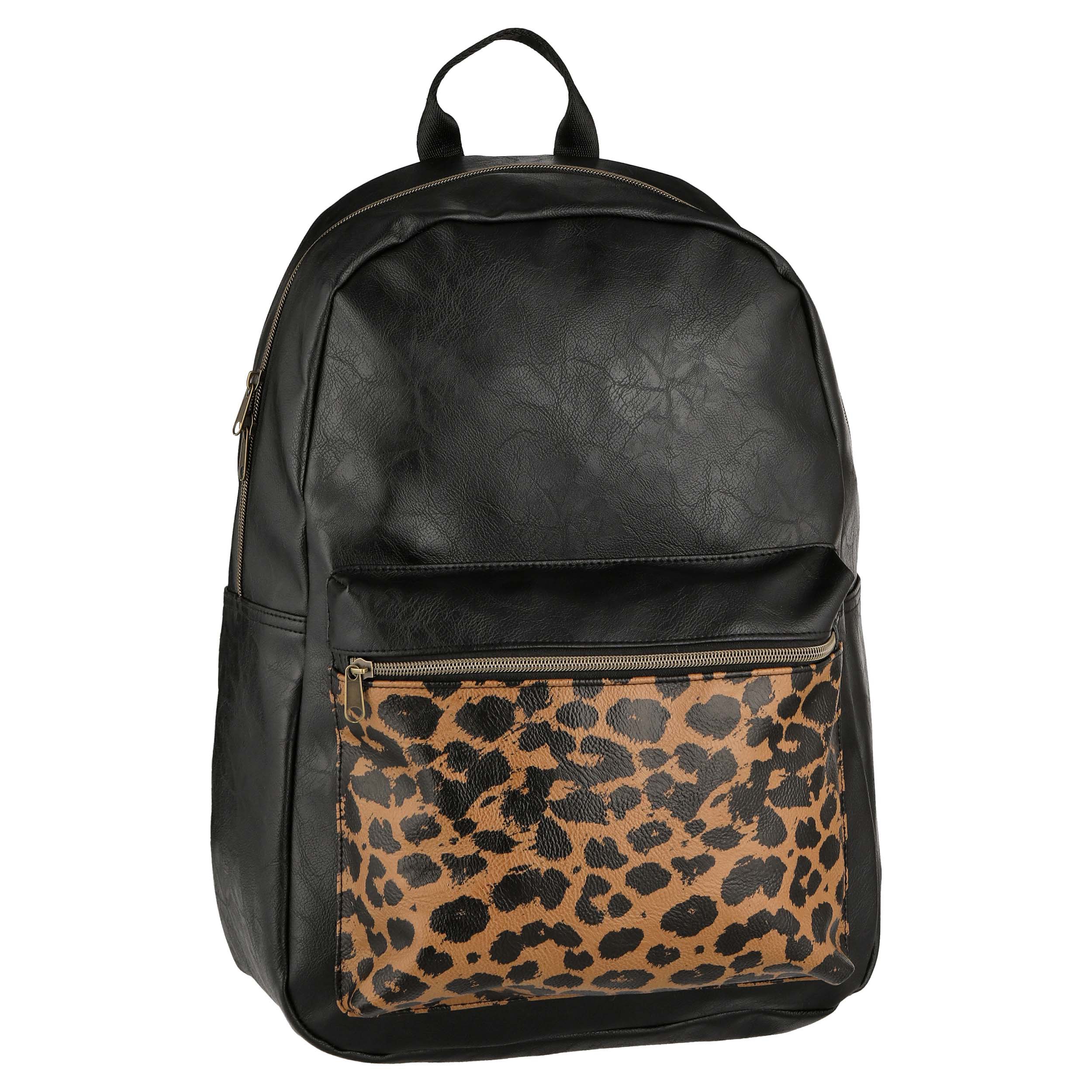 Emma & Chloe Black Vinyl & Leopard Backpack - Shop Backpacks at H-E-B
