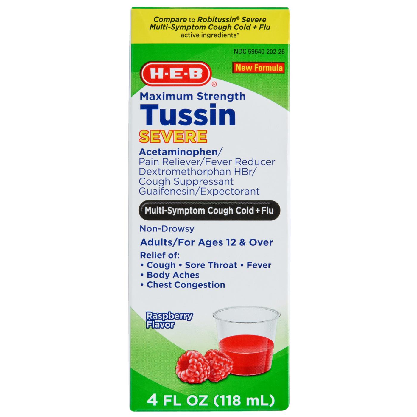 H-E-B Max Strength Tussin Severe Cough Cold & Flu; image 1 of 5