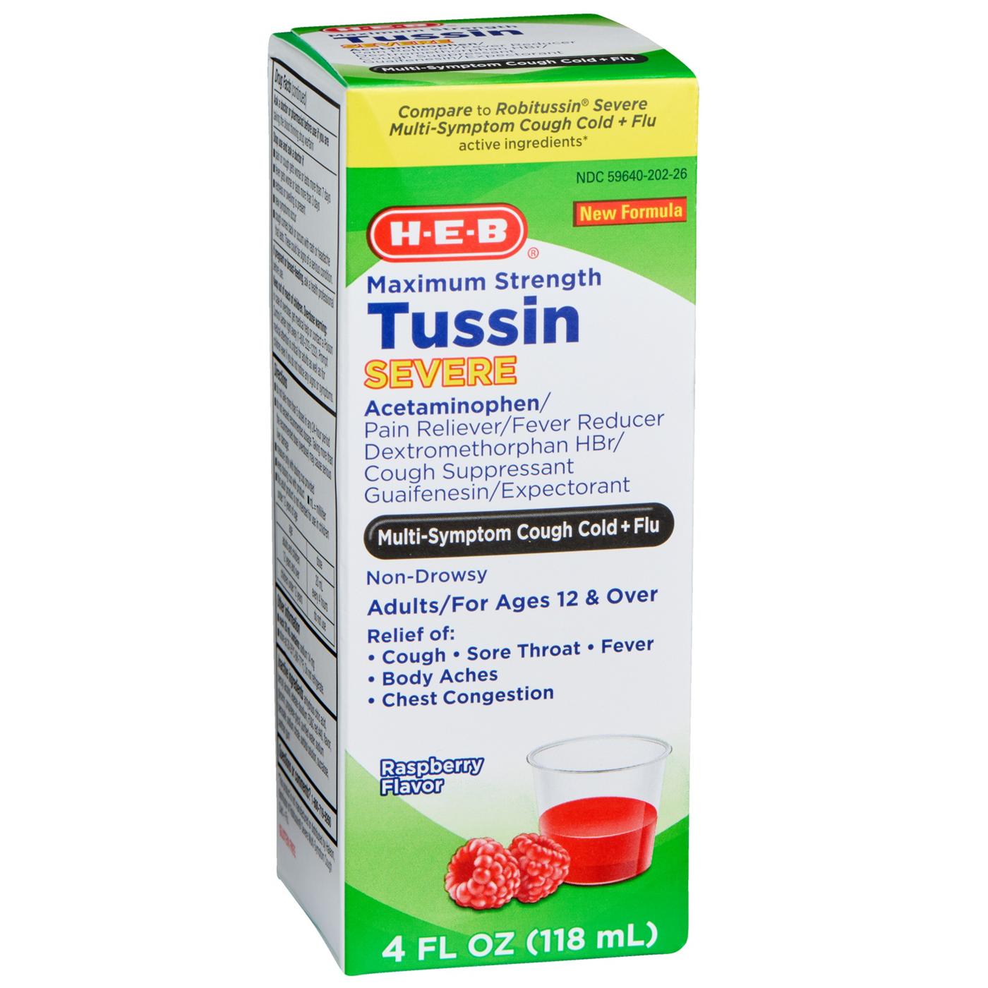 H-E-B Max Strength Tussin Severe Cough Cold & Flu; image 2 of 5