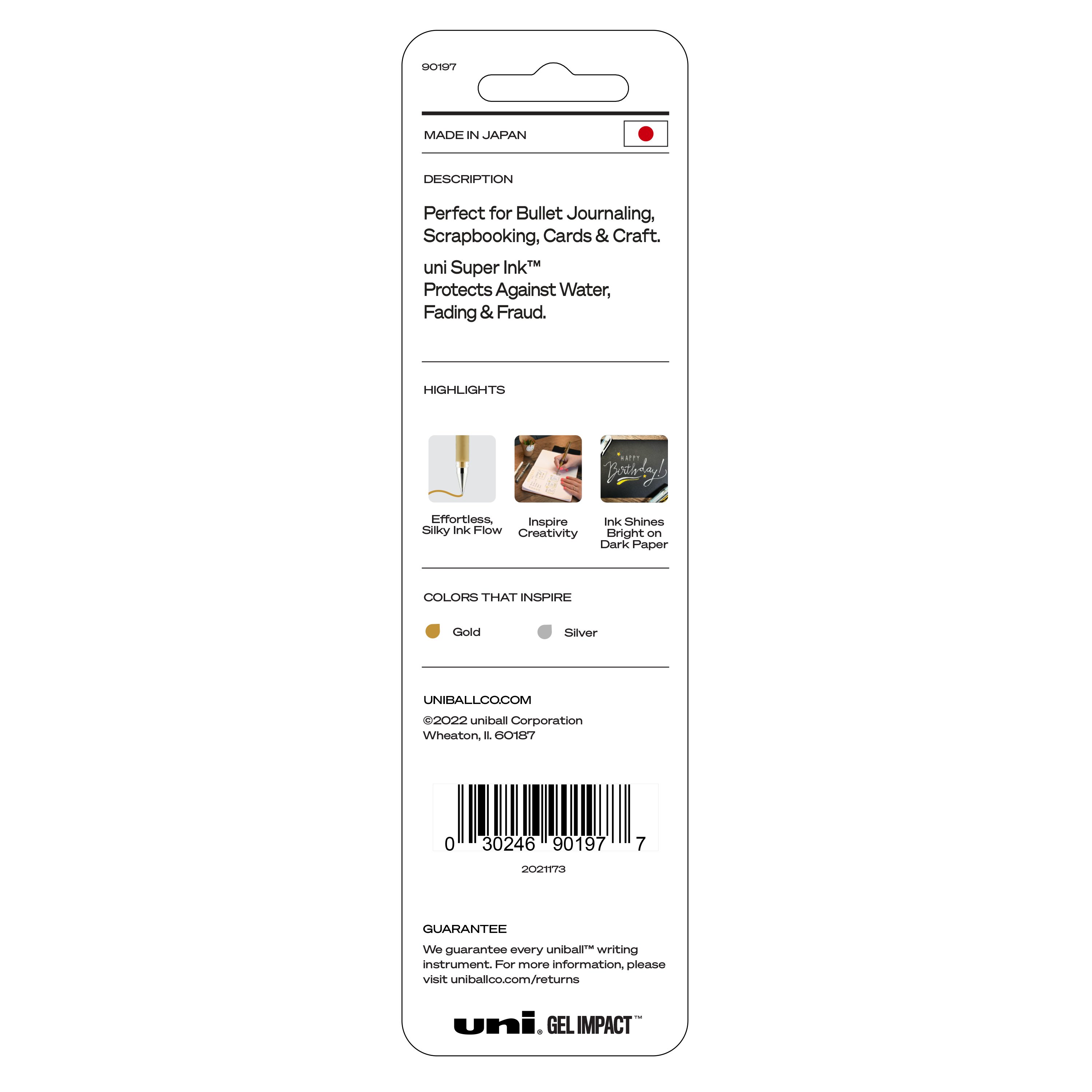 Uni-ball Signo Gel Impact Stifte, 1.0 Mm Starke Spitze, Metallische Farben, 5er Pack – Säurefrei & Wasserfest
