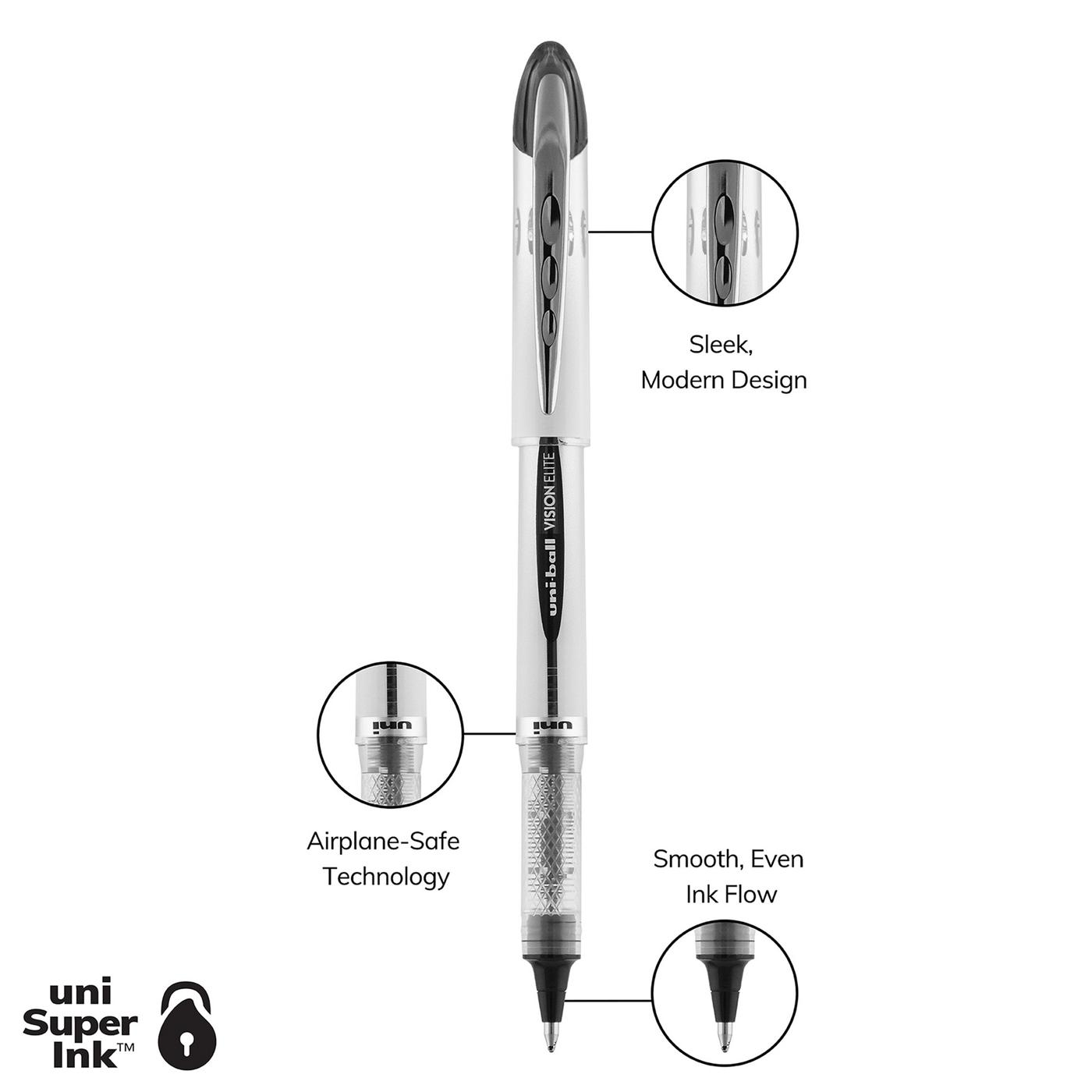 Uniball™ Vision Elite Rollerball Pen - 0.5 Mm Micro Pen Point - Black Ink - 1 Dozen - CAM Office Services, Inc