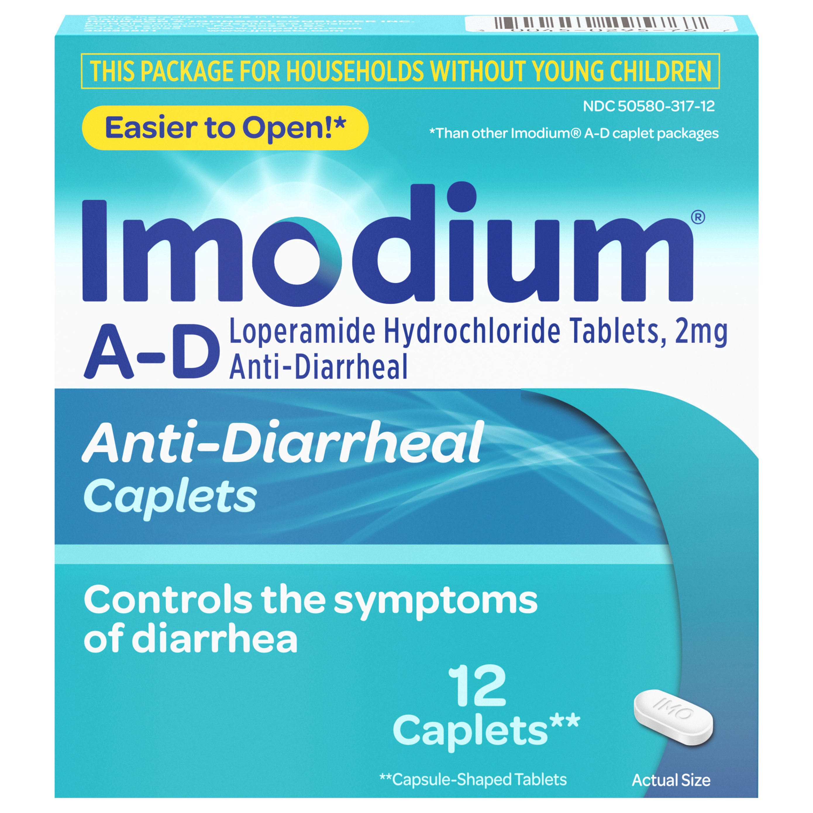 Imodium A-D Diarrhea Relief Caplets with Loperamide HCl, 12 ct