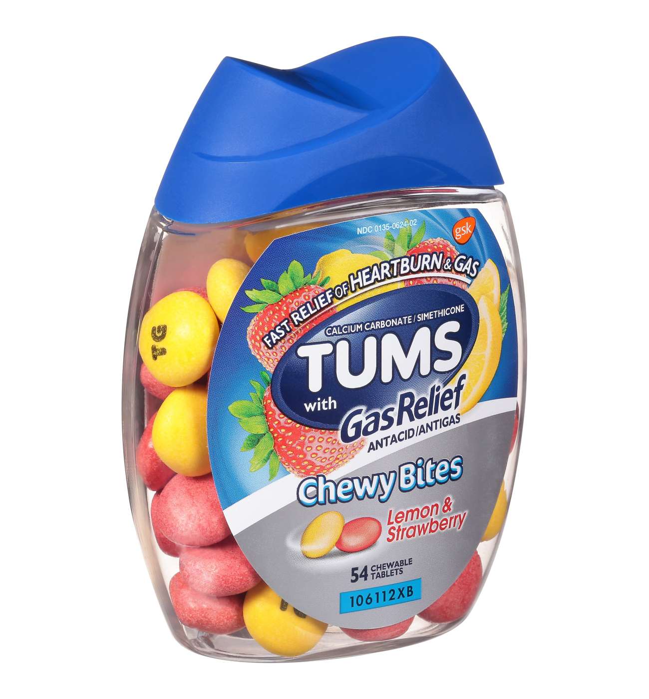 Tums Chewy Bites Lemon and Strawberry Antacid Tablets With Gas Relief; image 1 of 6