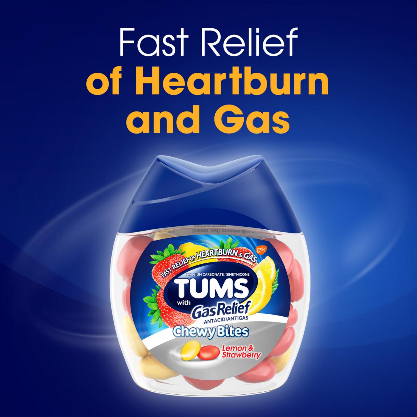 Tums Chewy Bites Lemon and Strawberry Antacid Tablets With Gas Relief; image 6 of 6