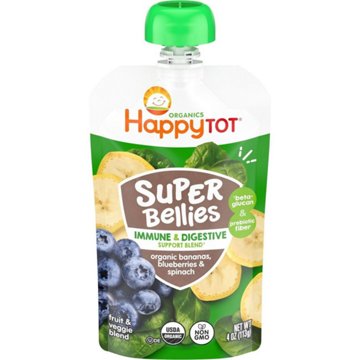 Happy Tot Organics Super Bellies Stage 4 Bananas Spinach & Blueberries Baby Food Pouch
