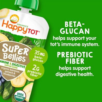 Happy Tot Organics Super Bellies Stage 4 Bananas Spinach & Blueberries Baby Food Pouch