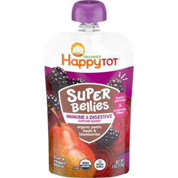 Happy Tot Organics Super Bellies Stage 4 Pears Beets & Blackberries  Baby Food Pouch