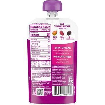 Happy Tot Organics Super Bellies Stage 4 Pears Beets & Blackberries  Baby Food Pouch