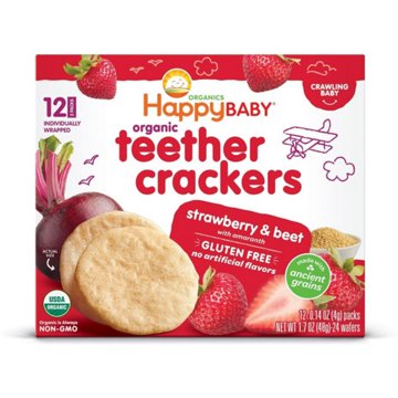 Happy Baby Organics Teether Crackers Strawberry & Beet Organic Baby Snack
