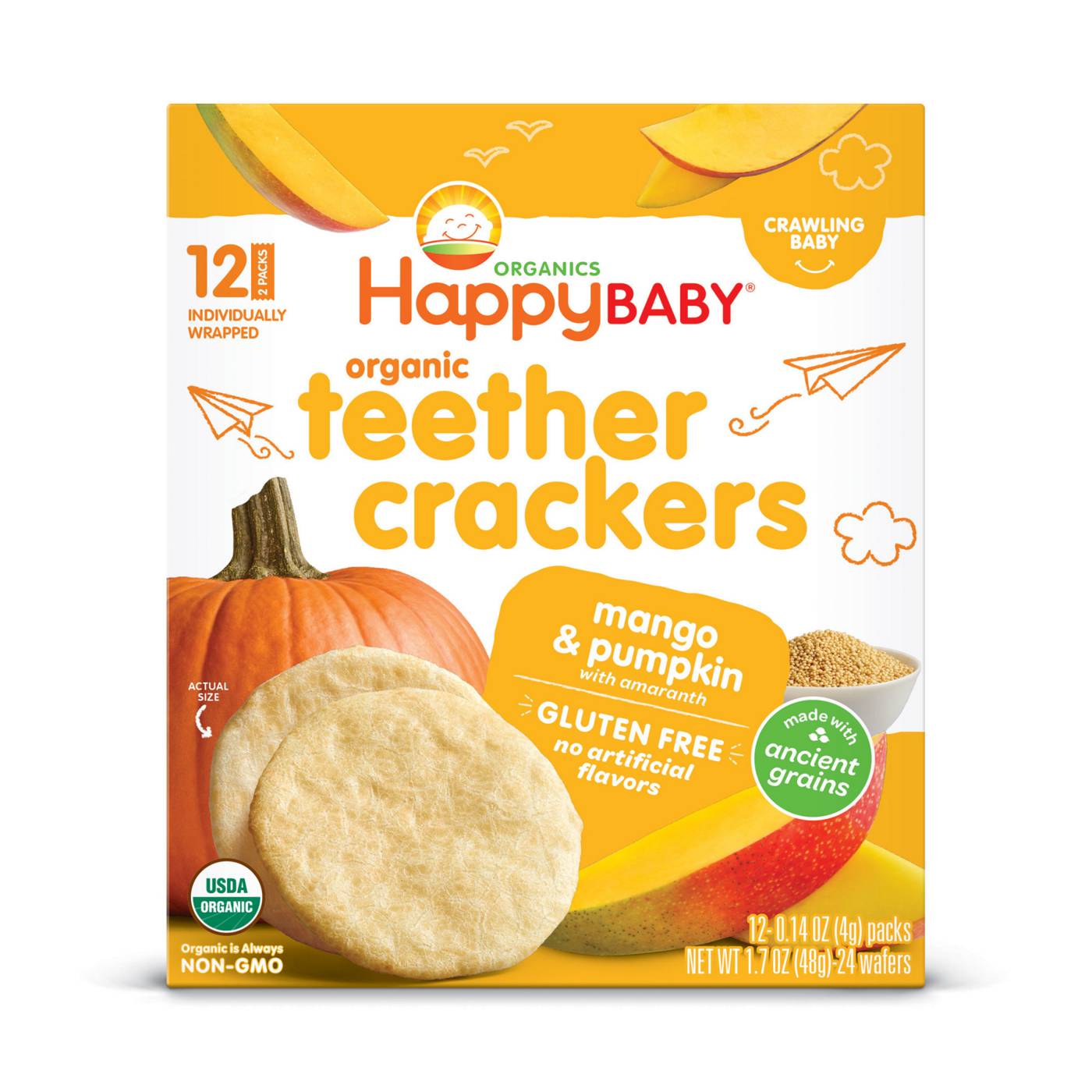 Happy Baby Teether Crackers - Mango & Pumpkin; image 1 of 5