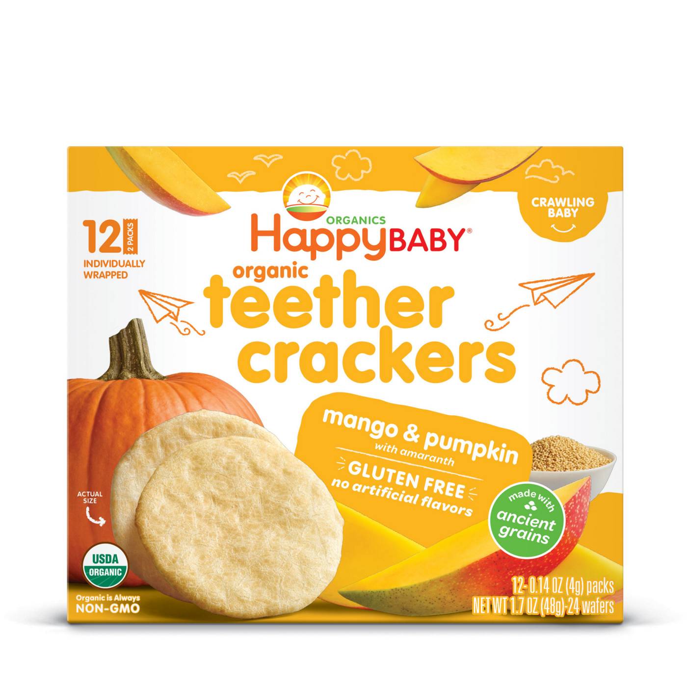 Happy Baby Teether Crackers - Mango & Pumpkin; image 4 of 5