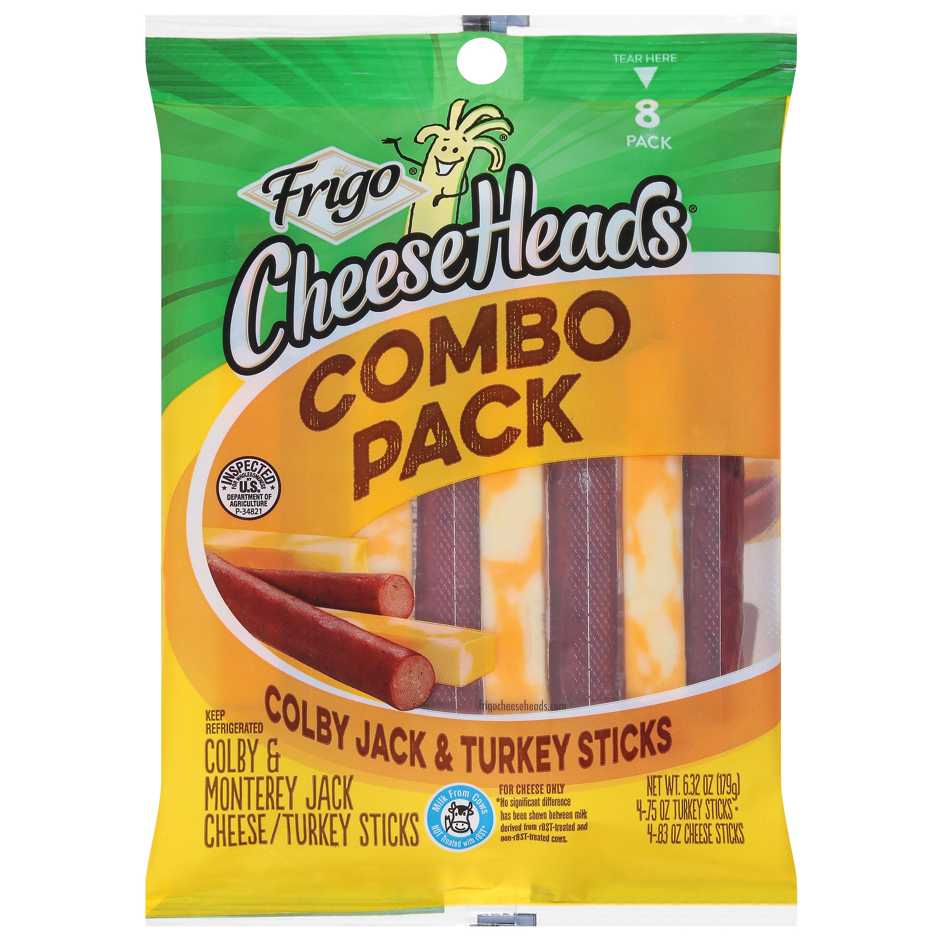 Frigo CheeseHeads Combo Pack Colby Jack Cheese & Turkey Sticks, 8 ct