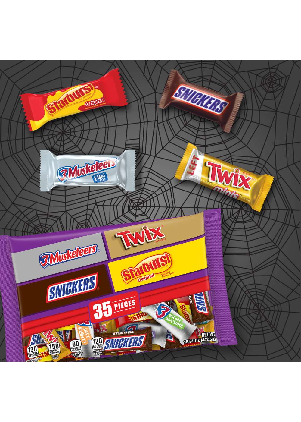 Mars (Snickers, Twix, 3 Musketeers & Starburst) Chocolate Halloween Candy Variety Mix Bag; image 6 of 7