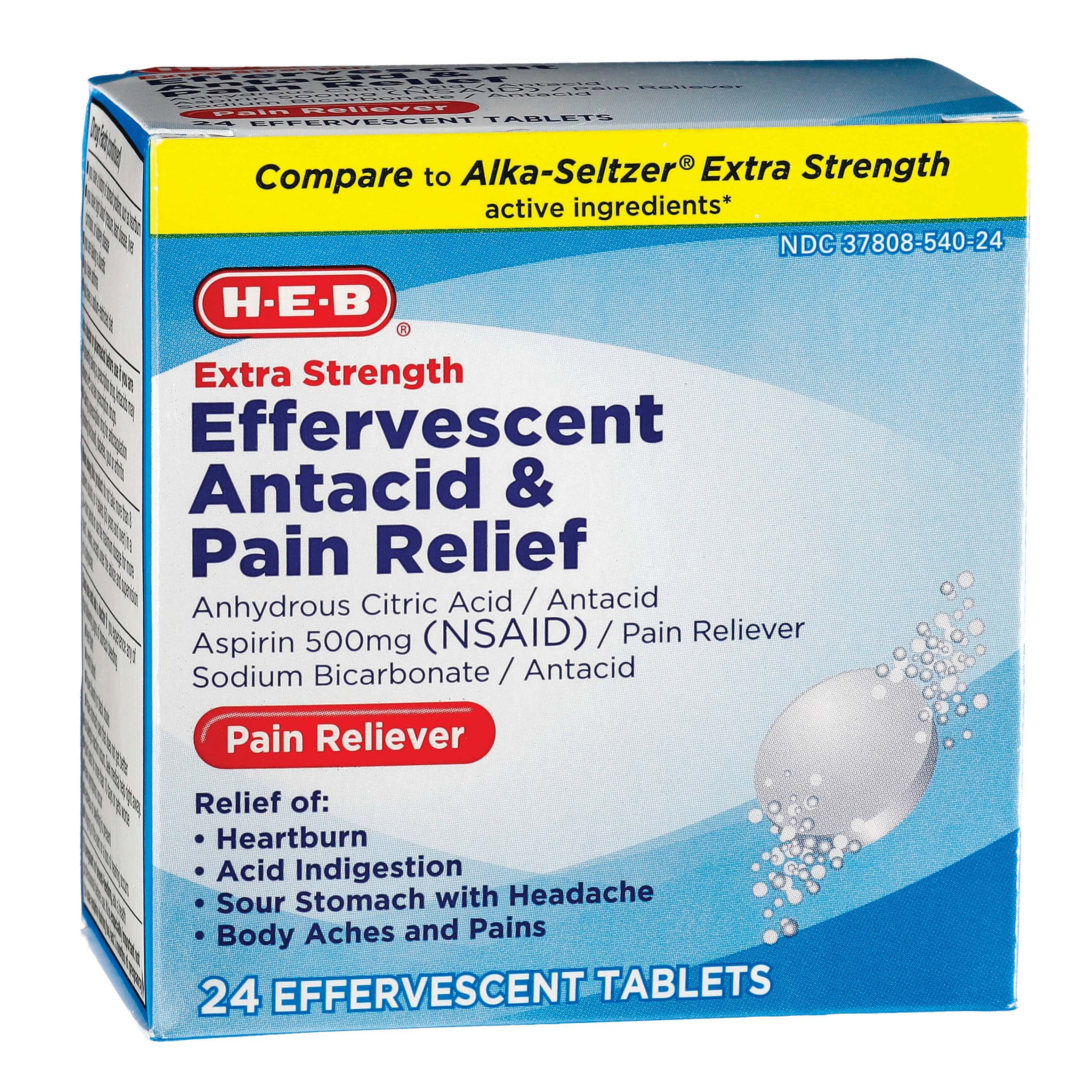 HEB Extra Strength Antacid & Pain Relief Effervescent Tablets Shop
