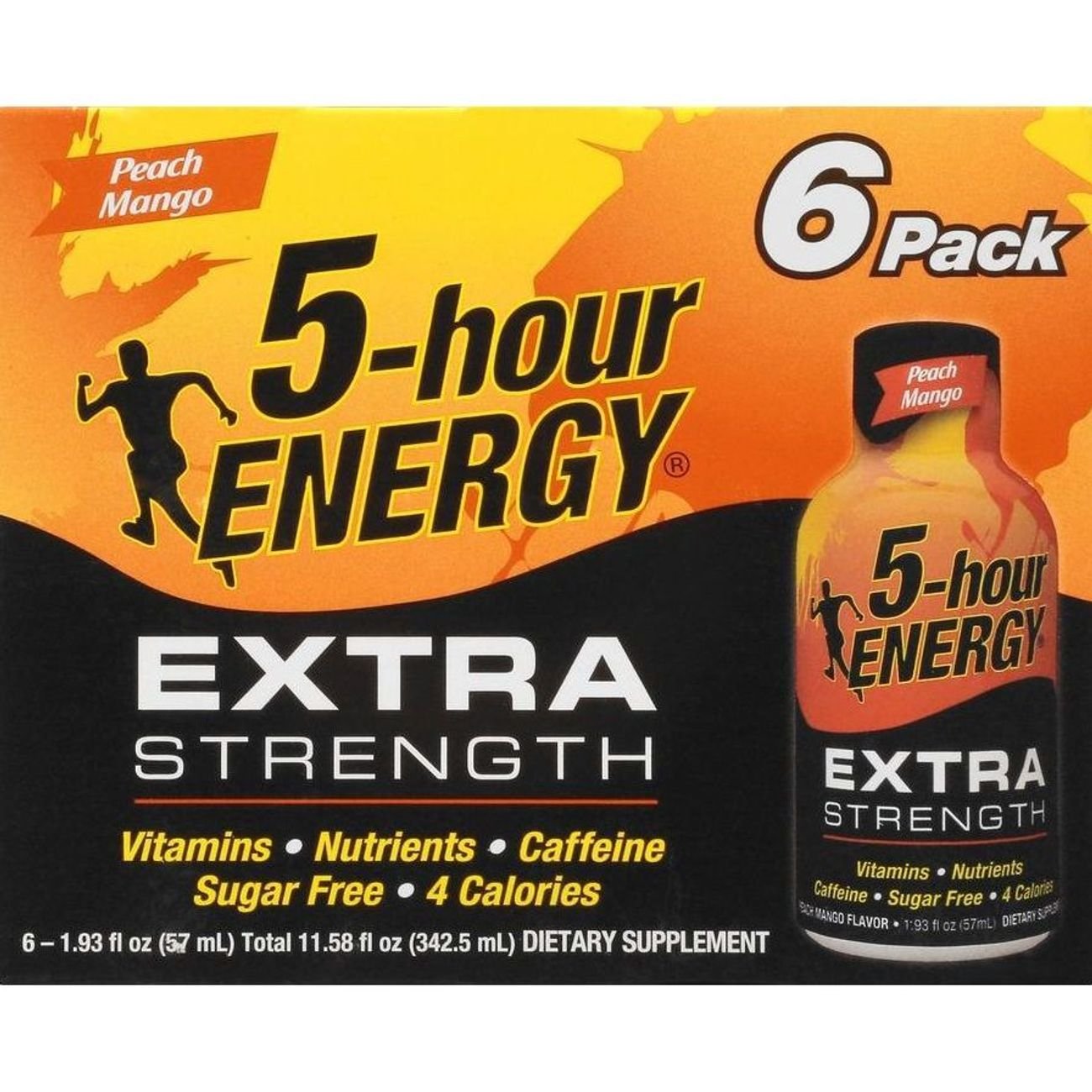 5-hour ENERGY Extra Strength Energy Shots - Peach Mango, 6 pk