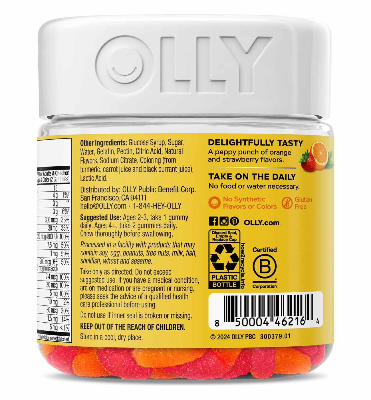 OLLY Kids Multivitamin & Zinc 120 mcg Folic Acid Gummy Worms - Sour Fruit Punch; image 2 of 5
