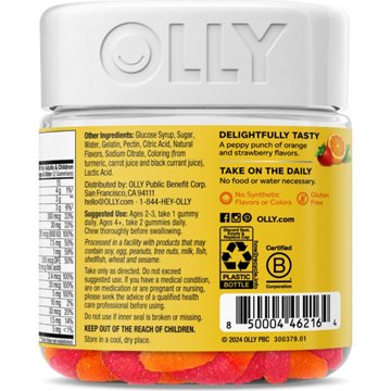 OLLY Kids Multivitamin & Zinc 120 mcg Folic Acid Gummy Worms - Sour Fruit Punch, 70 ct