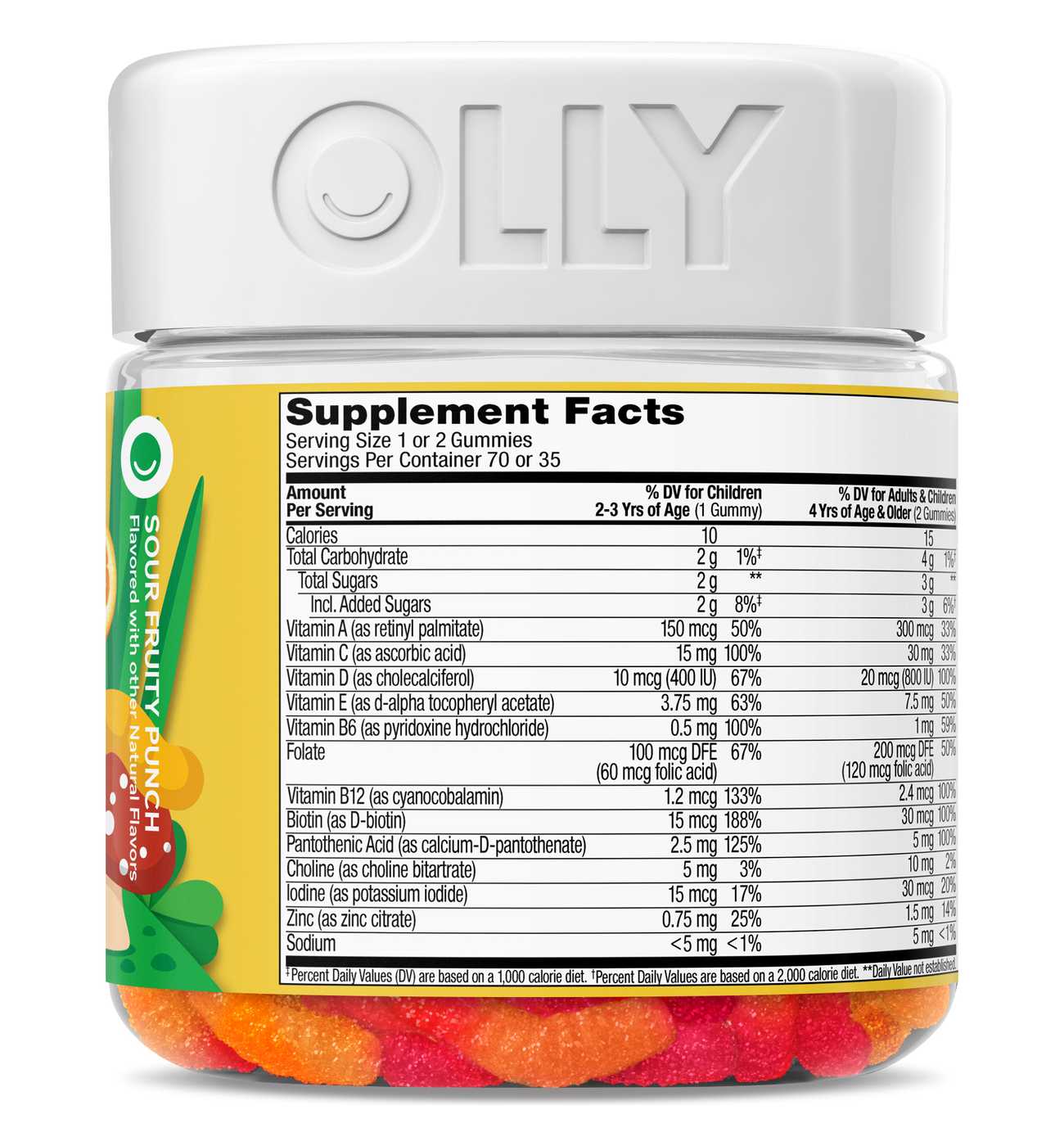 OLLY Kids Multivitamin & Zinc 120 mcg Folic Acid Gummy Worms - Sour Fruit Punch; image 3 of 5