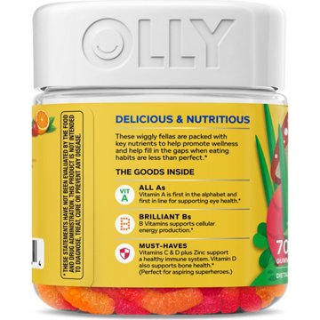 OLLY Kids Multivitamin & Zinc 120 mcg Folic Acid Gummy Worms - Sour Fruit Punch, 70 ct