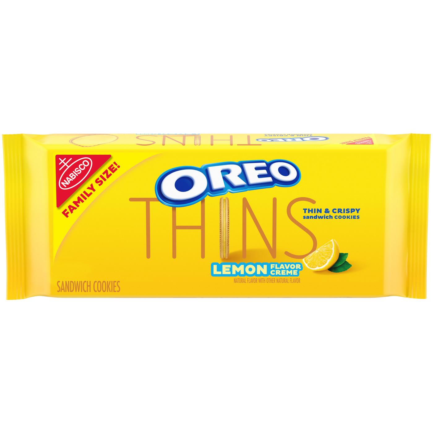 OREO Thins Lemon Creme Sandwich Cookies - Family Size; image 1 of 16