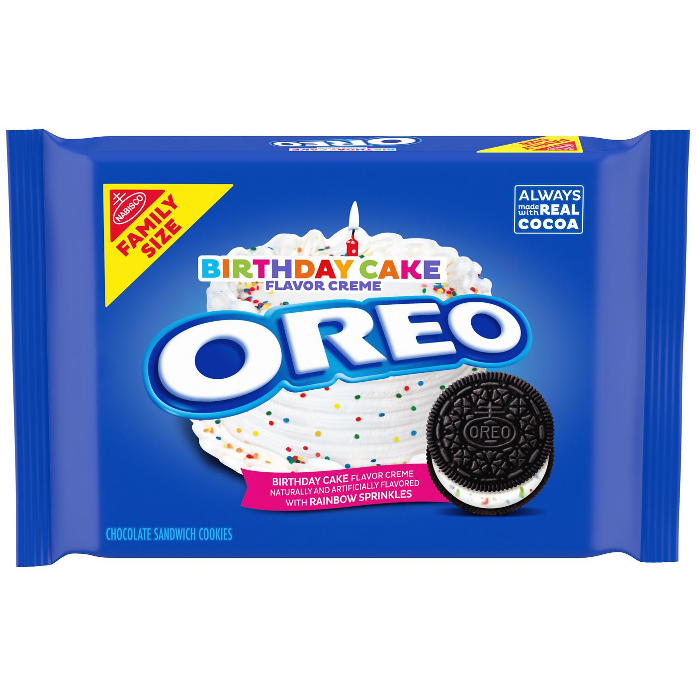 OREO Birthday Cake Chocolate Sandwich Cookies Family Size; image 1 of 6