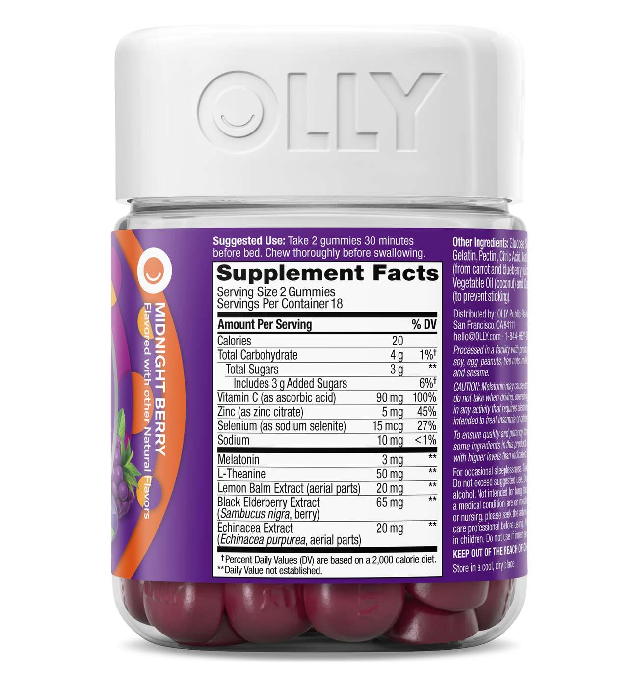 OLLY Immunity Sleep with 65 mg Elderberry & 3 mg Melatonin Gummies - Berry; image 2 of 3