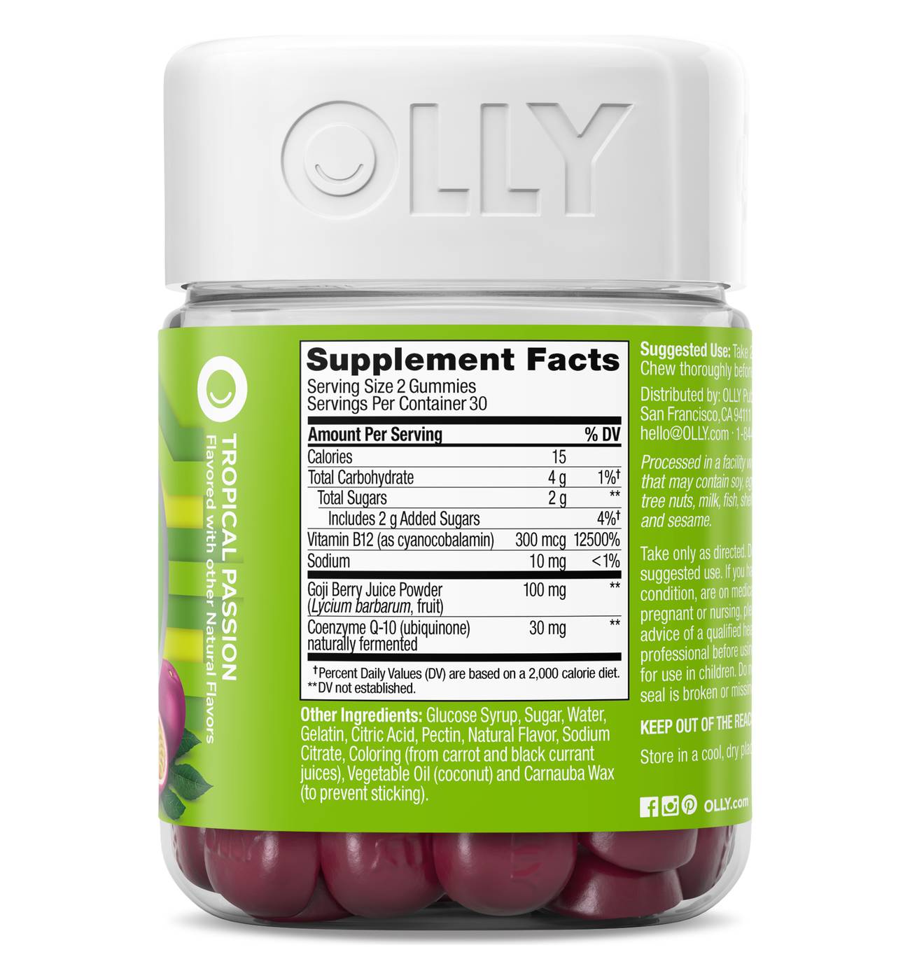 OLLY Daily Energy CoQ10 & B12 Caffeine Free Gummies - Tropical Passion; image 2 of 5