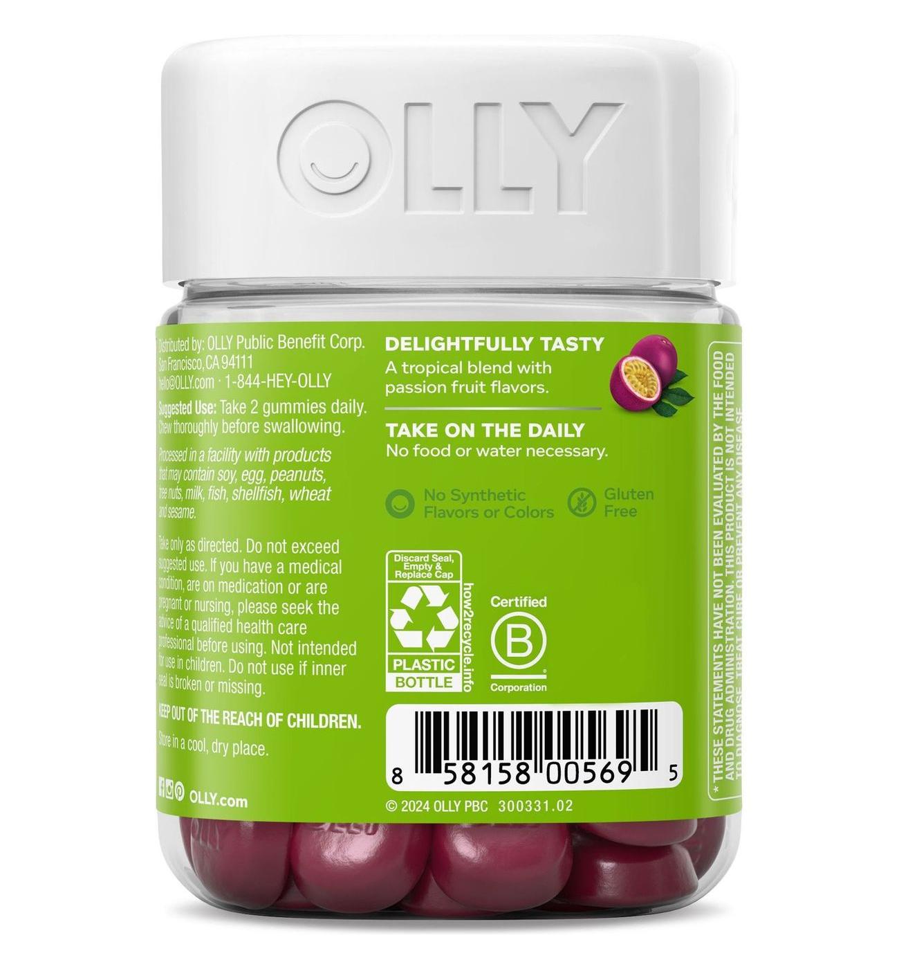 OLLY Daily Energy CoQ10 & B12 Caffeine Free Gummies - Tropical Passion; image 5 of 5