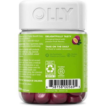 OLLY Daily Energy CoQ10 & B12 Caffeine Free Gummies - Tropical Passion, 60 ct
