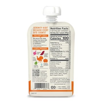 Serenity Kids Organic Pouch - Pasture Raised Turkey Sweet Potato Pumpkin & Beet, 3.5 oz