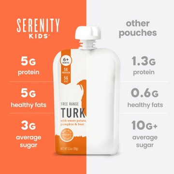 Serenity Kids Organic Pouch - Pasture Raised Turkey Sweet Potato Pumpkin & Beet, 3.5 oz