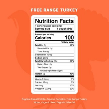 Serenity Kids Organic Pouch - Pasture Raised Turkey Sweet Potato Pumpkin & Beet, 3.5 oz