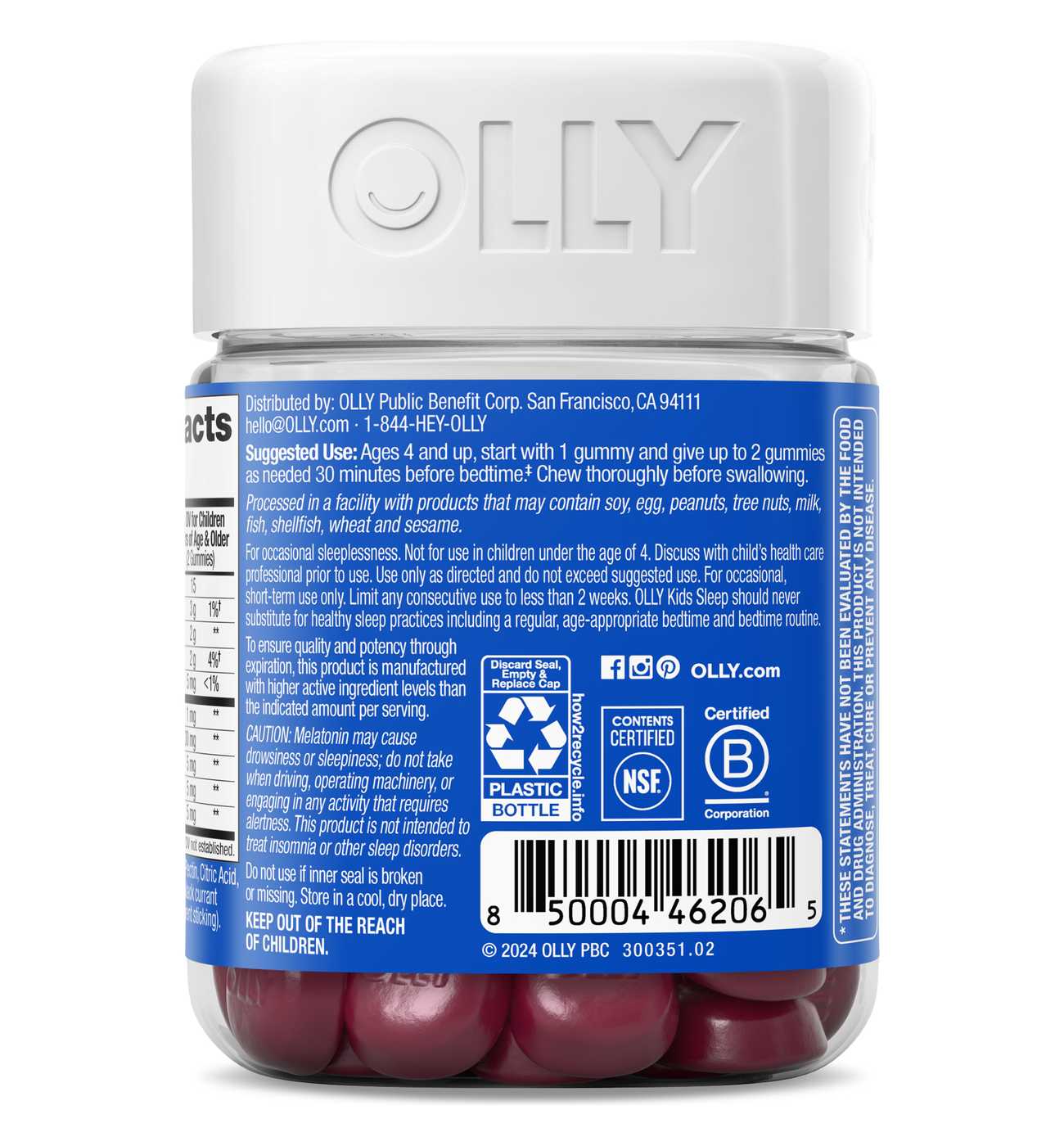 OLLY Kids Melatonin & L-Theanine .5 mg Sleep Gummies - Raspberry; image 5 of 5