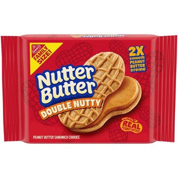 Nutter Butter Double Nutty Peanut Butter Sandwich Cookies - Family Size, 15.2 oz