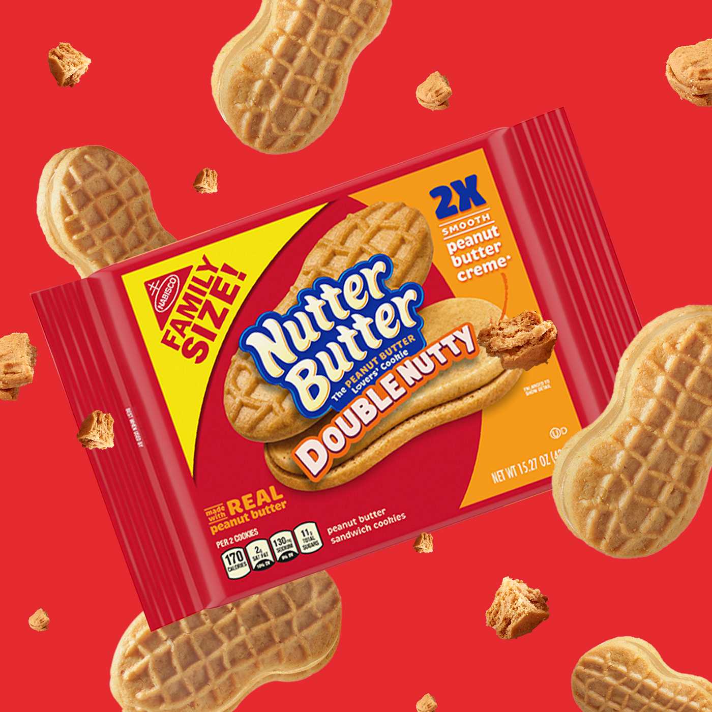 Nutter Butter Double Nutty Peanut Butter Sandwich Cookies Family Size; image 5 of 10