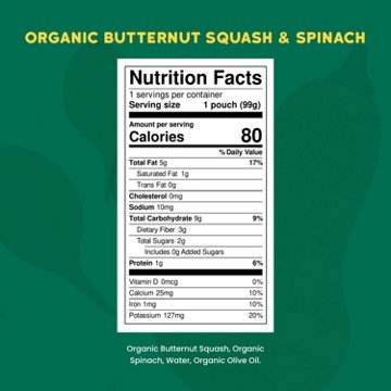 Serenity Kids Organic Pouch - Butternut Squash & Spinach with Olive Oil