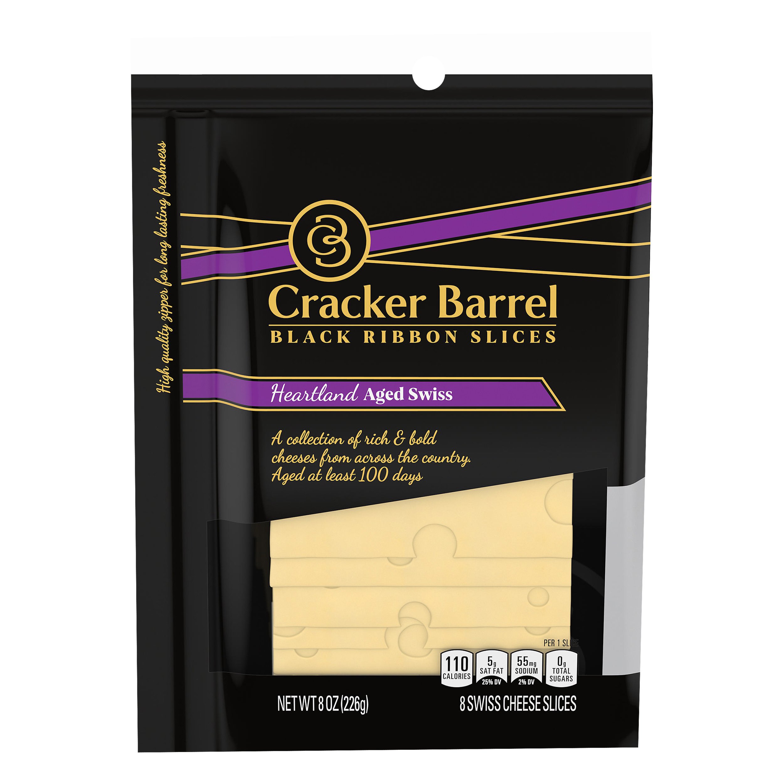 Cracker Barrel Heartland Aged Swiss Cheese, Sliced Shop Cheese at HEB