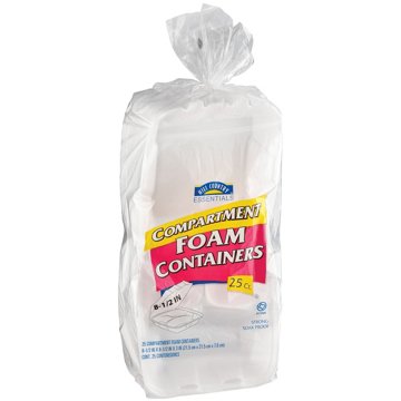 Hill Country Essentials 8.5 In Foam Containers Compartment, 25 ct