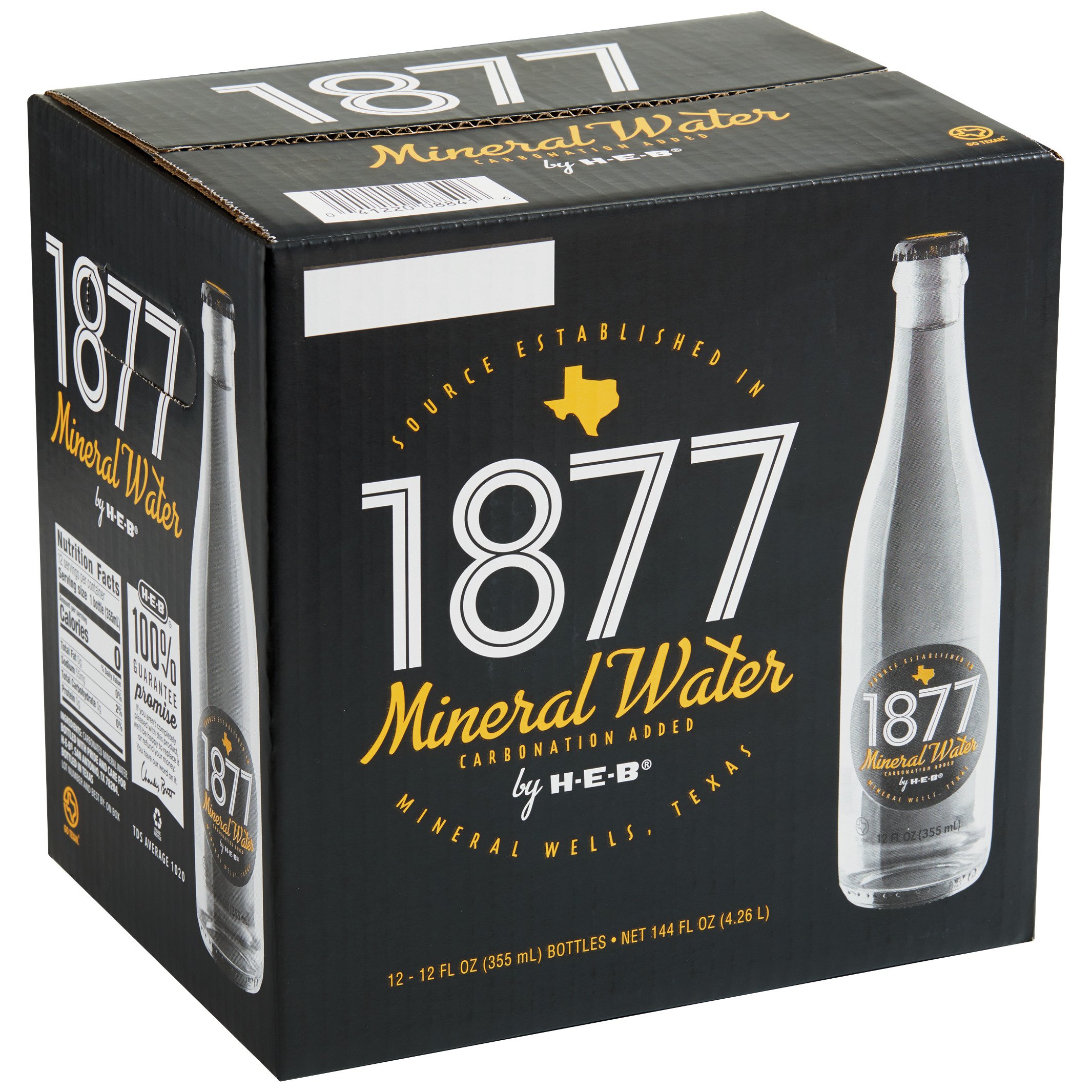 HEB 1877 Mineral Water 12 Pack 12 oz Bottles