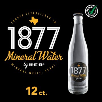 H-E-B 1877 Mineral Water 12 pk Bottles, 12 oz