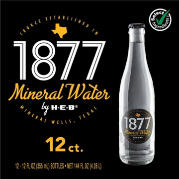 H-E-B 1877 Mineral Water 12 pk Bottles, 12 oz