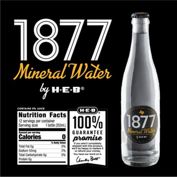 H-E-B 1877 Mineral Water 12 pk Bottles, 12 oz