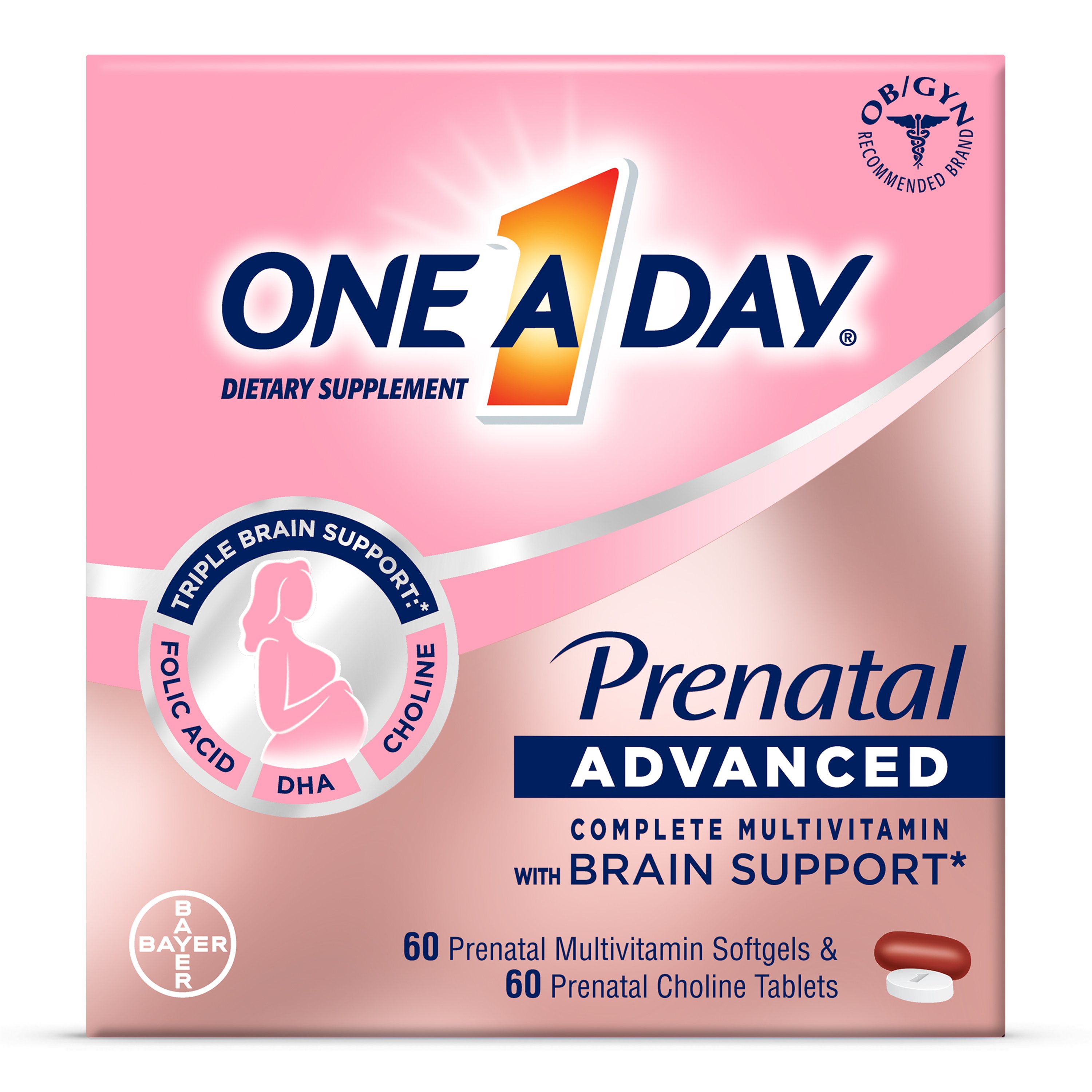 One A Day Prenatal Advanced Multivitamins & Choline with Brain Support Multipack, 120 ct