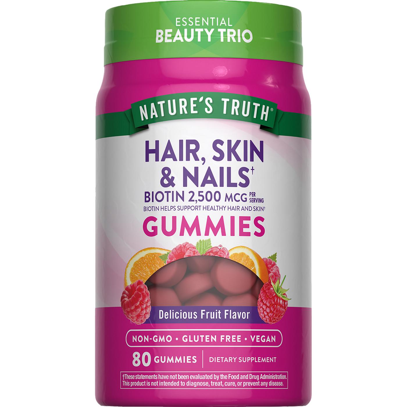 Nature's Truth Hair, Skin & Nails Biotin 2500mcg Gummies - Fruit Flavor; image 1 of 4
