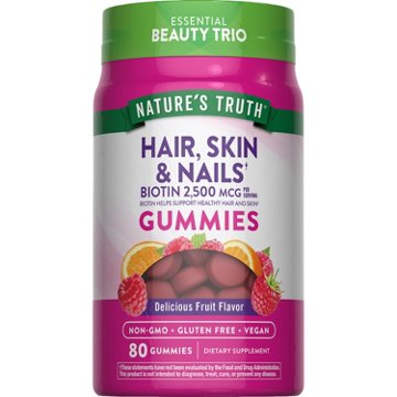 Nature's Truth Hair, Skin & Nails Biotin 2500mcg Gummies - Fruit Flavor, 80 ct