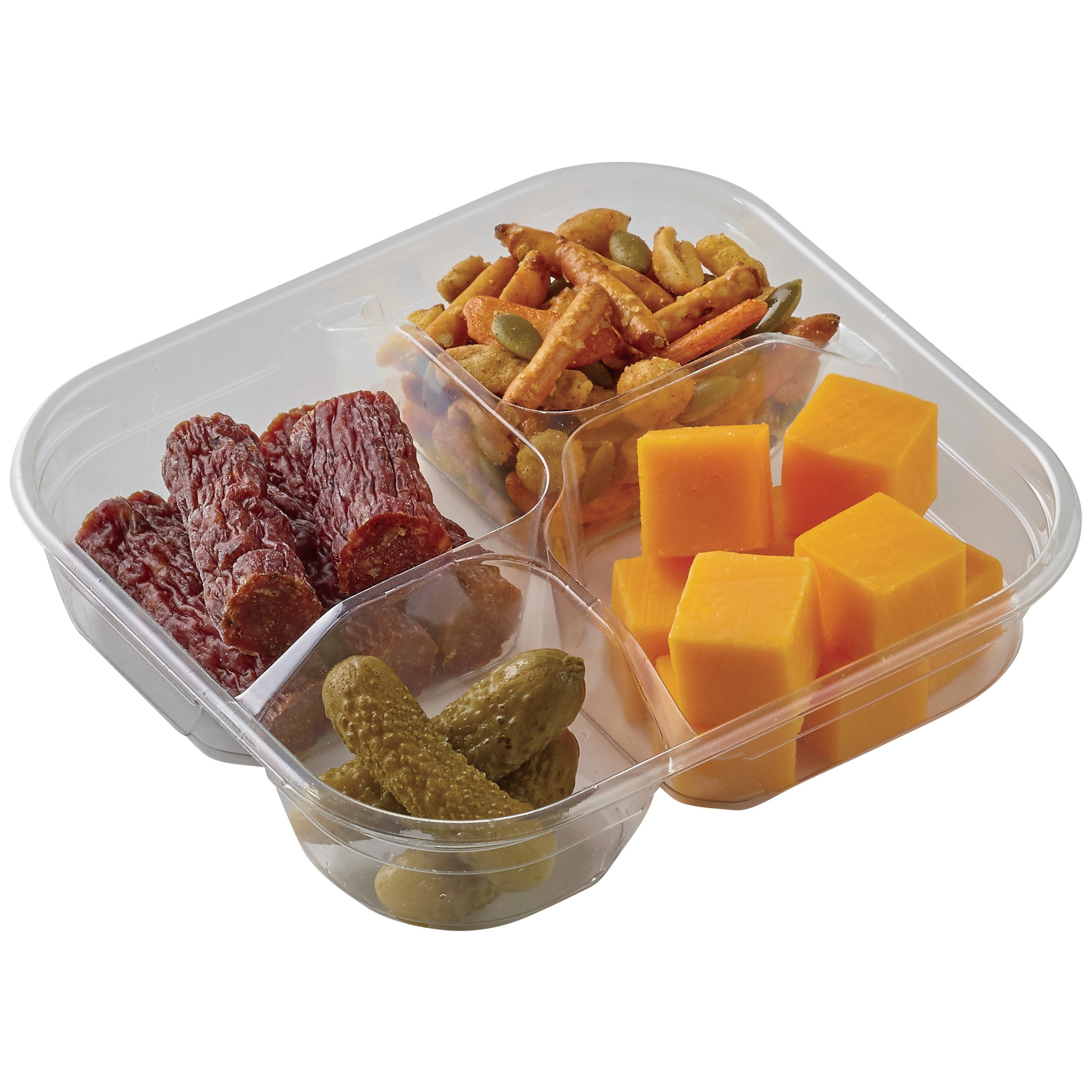 HEB Meal Simple Jerky Bites, Gherkin Pickles, Cheddar Cheese & Trail