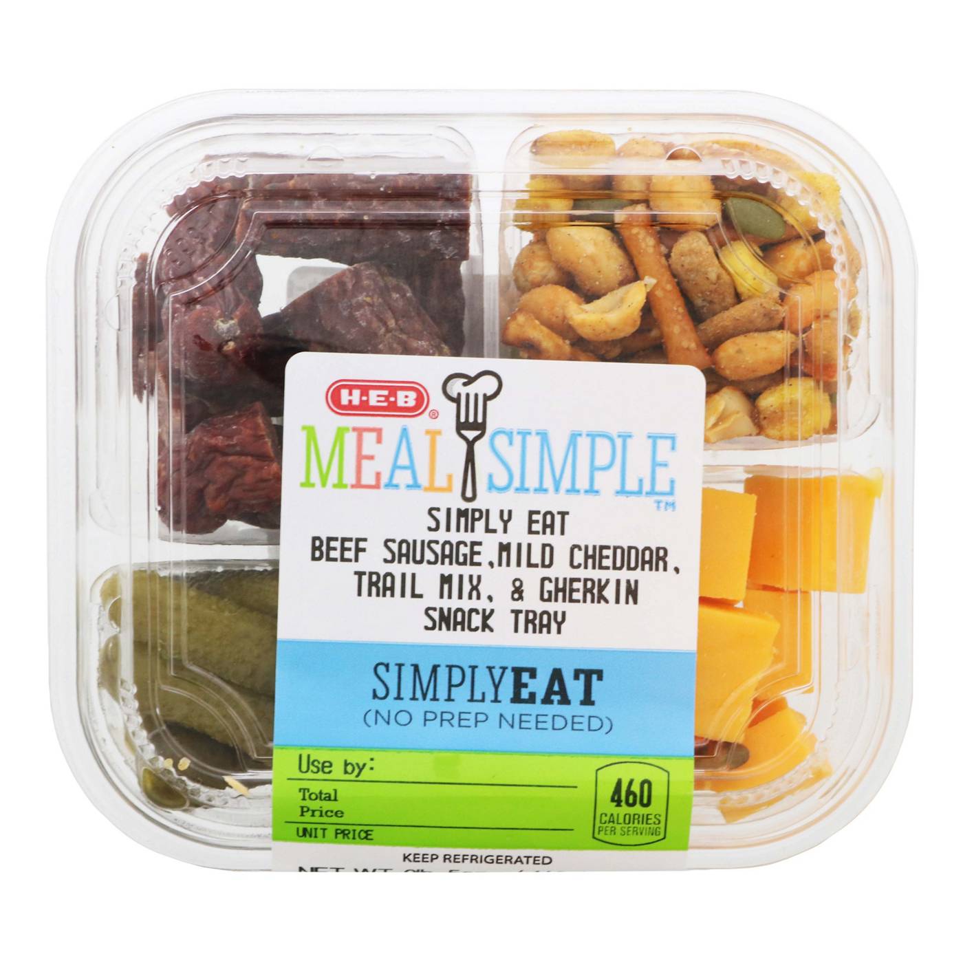 Meal Simple by H-E-B Snack Tray - Beef Sausage Sticks, Gherkins, Trail ...