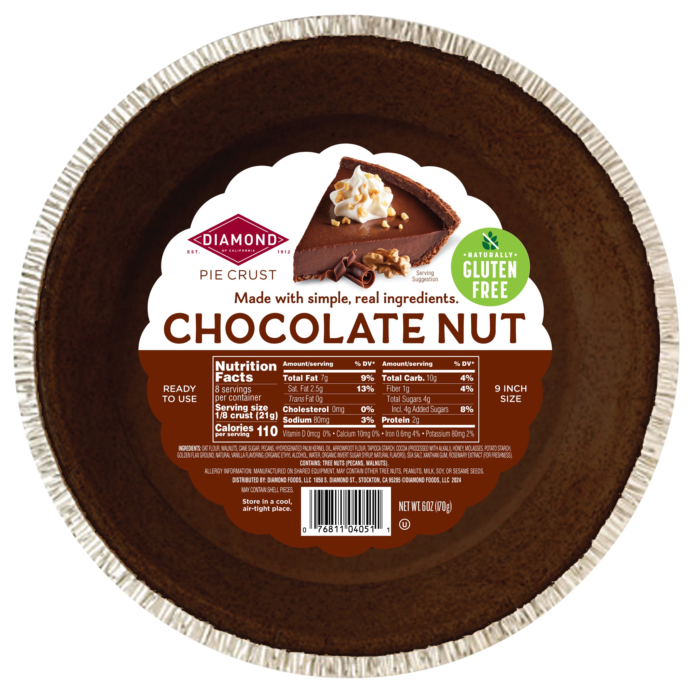 Diamond Chocolate Nut Pie Crust, 6 oz