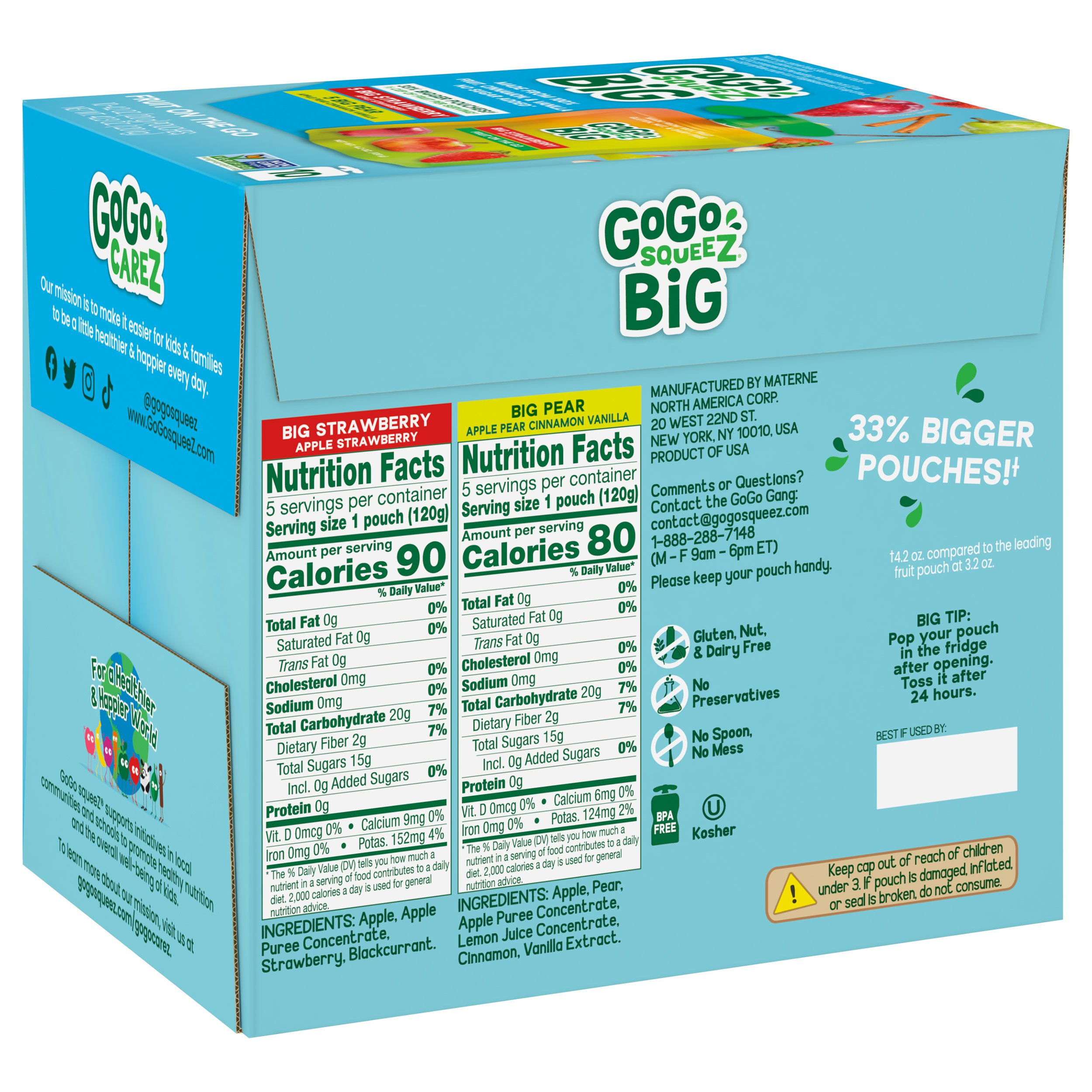 GoGo squeeZ Big Apple Strawberry and Pear Vanilla Fruit on